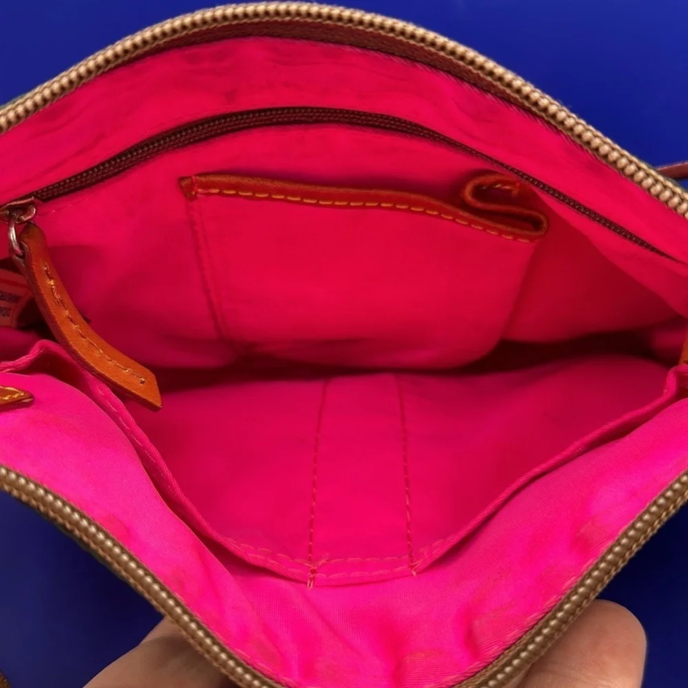 Dooney & Bourke Blue Nylon Crossbody Pouchette. Leather Strap & DB Tag